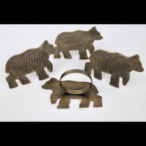 Set of 4 Park Designs Brass Bear Lodge Napkin Ring
